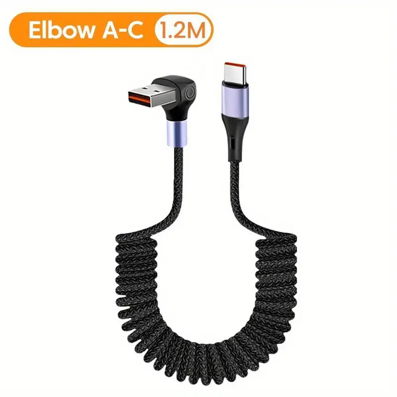 USB Elbow A to C Cable, Fast Charging, 5-10W Output Power