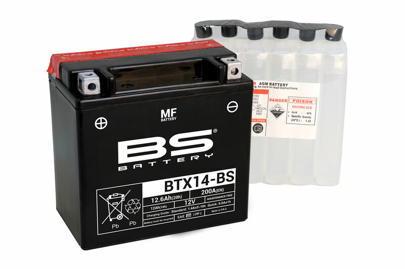 [300604] BS BATTERY Battery Maintenance Free with Acid Pack - BTX14-BS
