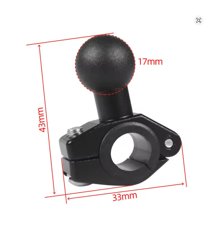 [J-R17] Ball head Adapter for Rear View Mirror 17mm